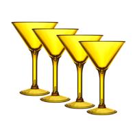 Home Deco Factory Cocktailglas - 4x - geel - kunststof - 24 cl - martini glas