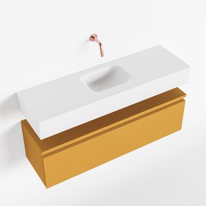 Toiletmeubel Mondiaz Andor | 100 cm | Meubelkleur Ocher | Lex vrijhangend wastafel Talc Midden | Zonder kraangat