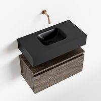 Toiletmeubel Mondiaz Andor | 60 cm | Meubelkleur Dark brown | Lex vrijhangend wastafel Urban Midden | Zonder kraangat