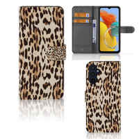 Samsung Galaxy M14 Telefoonhoesje met Pasjes Leopard