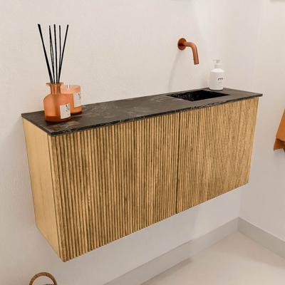 Toiletmeubel Mondiaz Joya Dlux | 90 cm | Meubelkleur Oak | Faye wastafel Lava Wasbak Rechts | Zonder kraangat(en)
