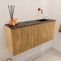 Toiletmeubel Mondiaz Joya Dlux | 90 cm | Meubelkleur Oak | Faye wastafel Lava Wasbak Rechts | Zonder kraangat(en)