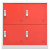 The Living Store Lockerkast - Staal - 90 x 45 x 92.5 cm - Lichtgrijs en rood - thumbnail