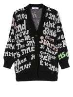 MSGM Kids cardigan Love en maille intarsia - Noir