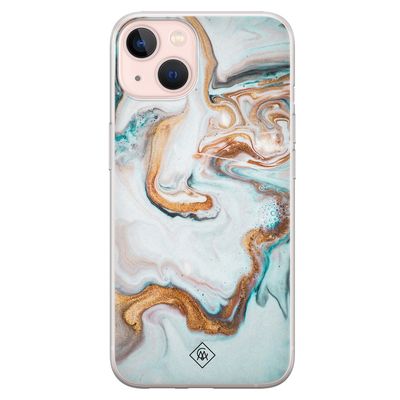 iPhone 13 siliconen hoesje - Marmer blauw goud
