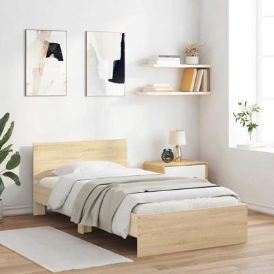 Bedframe met hoofdbord zonder matras sonoma eiken 100x200 cm