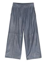 Brunello Cucinelli Kids pantalon ample en daim à effet mouillé - Bleu - thumbnail