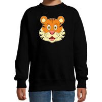 Cartoon tijger trui zwart voor jongens en meisjes - Cartoon dieren sweater kinderen 14-15 jaar (170/176)  -