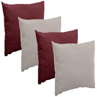 Bank/sier/tuin kussens voor binnen/buiten set 4x stuks bordeaux rood/taupe 40 x 40 cm - thumbnail