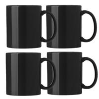 Koffie mokken/bekers Nantes - 4x - keramiek - met oor - zwart - 300 ml