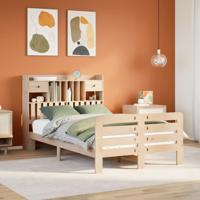 Bed met boekenkast zonder matras massief grenenhout 135x190 cm