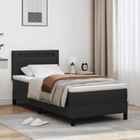 Boxspringbed met Matras Zwart, 100 x 200 cm, Kunstleer