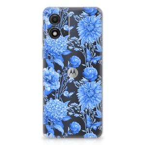 TPU Case voor Motorola Moto E13 Flowers Blue