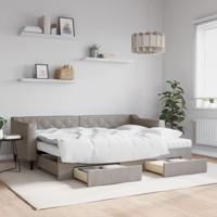 Slaapbank met onderschuifbed en lades 80x200 cm stof taupe