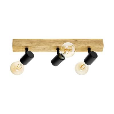 Eglo Landelijke plafondlampTownshend 3 3-lichts zwart met hout - 99479