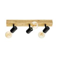 Eglo Landelijke plafondlampTownshend 3 3-lichts zwart met hout - 99479