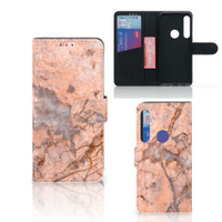 Motorola One Action Bookcase Marmer Oranje - thumbnail