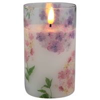 Magic Flame - LED kaars in glas bloem 12,5cm roze