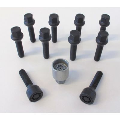 H&R Wielboutenset bolkonisch R12 M12x1.50 - Lengte 55mm - Zwart - 10 stuks (bv. Mercedes) - incl. wi HRB1255502SET