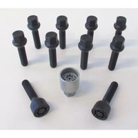 H&R Wielboutenset bolkonisch R12 M12x1.50 - Lengte 55mm - Zwart - 10 stuks (bv. Mercedes) - incl. wi HRB1255502SET