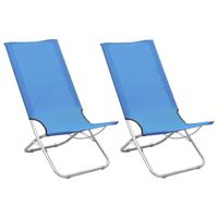 vidaXL Strandstoelen 2 st inklapbaar stof blauw