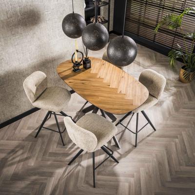 LifestyleFurn Organische Bartafel 'Samyra' Visgraat Teakhout, 140 x 80cm
