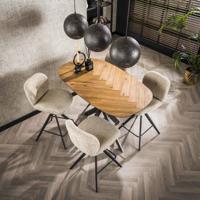 LifestyleFurn Organische Bartafel 'Samyra' Visgraat Teakhout, 140 x 80cm