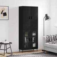 Hoge kast 69,5x34x180 cm bewerkt hout zwart