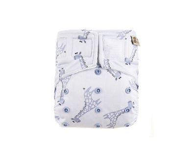 HappyBear Wasbare luier - all-in-one - blue giraffe