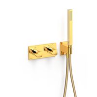 Douchekraan Tres B-System | Inbouw | Thermostaatkraan | Excl.Inbouwdeel | 2-weg | Rechthoek | 24k Goud glans
