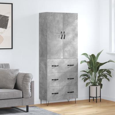 Hoge kast 69,5x34x180 cm bewerkt hout betongrijs
