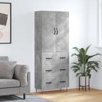 Hoge kast 69,5x34x180 cm bewerkt hout betongrijs