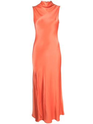LAPOINTE robe longue en satin à design drapé - Marron