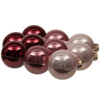 18x stuks glazen kerstballen roze tinten 8 cm glans - thumbnail