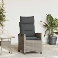 Verstelbare tuinstoel met bijzettafel poly rattan grijs