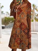 Floral Crew Neck Casual Dress