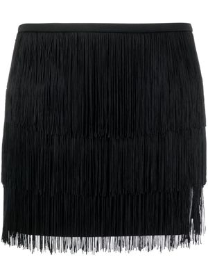 PINKO minijupe frangée à taille haute - Noir