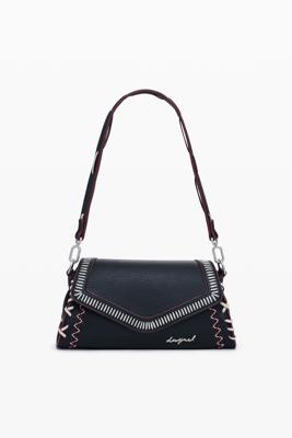 Middelgrote tas met leereffect en stiksels - BLACK - U