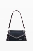 Middelgrote tas met leereffect en stiksels - BLACK - U