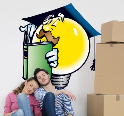 Sticker kinderen lezende gloeilamp