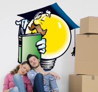 Sticker kinderen lezende gloeilamp
