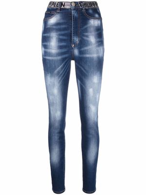 Philipp Plein jean à taille haute - Bleu
