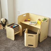 3-Delige Kindertafelstoelen Set Kinderzitgroep Houten Kindermeubels Leertafel voor Thuis School Kleuterschool Naturel
