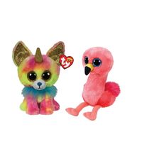 Ty - Knuffel - Beanie Boo's - Yips Chihuahua & Gilda Flamingo - thumbnail