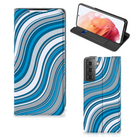 Samsung Galaxy S21 Hoesje met Magneet Waves Blue