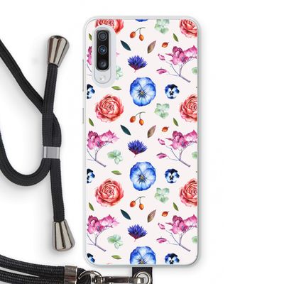 Bloemetjes: Samsung Galaxy A70 Transparant Hoesje met koord