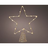 Kerst ster piek - goud - LED verlichting - steady - warm wit - H27 cm - thumbnail