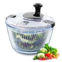 VEVOR slacentrifuge saladedroger van glas 4,5 L, groentedroger, wasmachine, saladereiniger en droger met komdeksel van borosilicaatglas, voor groenten, kruiden, bessen, fruit, zonder BPA