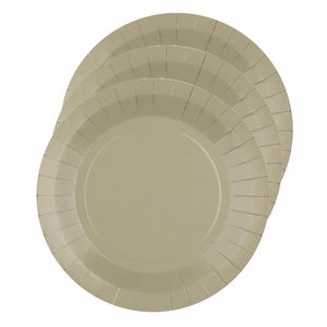 30x stuks feest bordjes taupe - karton - 22 cm - rond