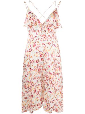 ISABEL MARANT robe mi-longue Palma à fleurs imprimées - Blanc
